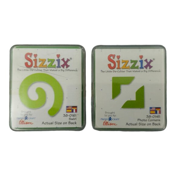 Sizzix Originals Small Green Die Lot 38-0161 Swirl 38-0145 Photo Corner Crafting - Picture 1 of 10